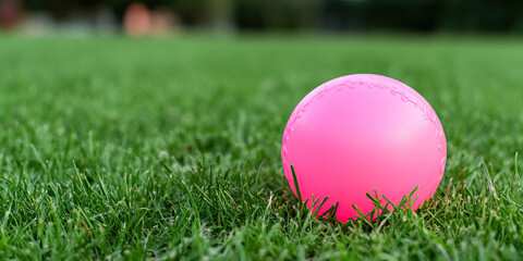 Naklejka premium Pink Ball in Green Grass