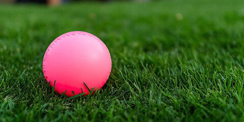 Naklejka premium Pink Ball on Green Grass