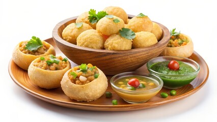 Pani Puri Platter on White Background
