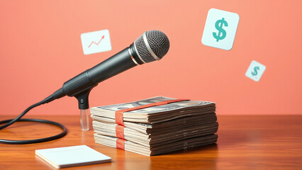 Microphone and Money: Symbolizing Financial Success