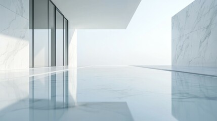 Fototapeta premium Modern Minimalist Architecture with Abstract Marble and Glass Design
