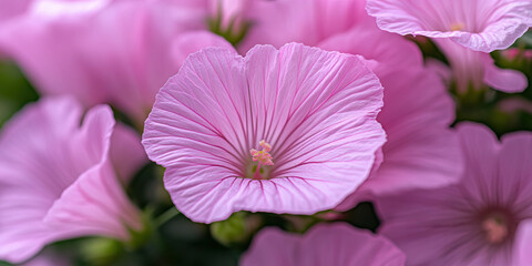 Obraz premium Close-up Photograph of Pink Lavatera Flowers