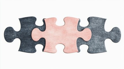 Obraz premium Connected Puzzle Pieces in Gray and Orange Depicting Unity on White Background