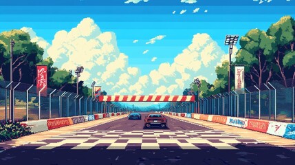 Obraz premium Pixel Art Race Track