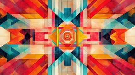 Abstract geometric art with vibrant colors and symmetrical design.