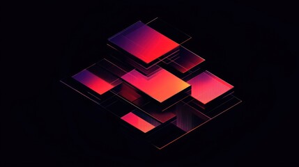 Abstract red and black geometric shapes.