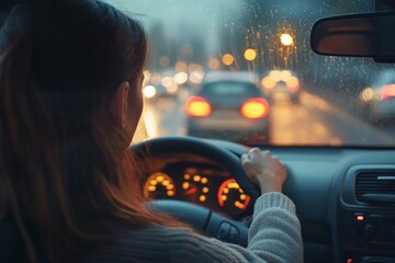 Traffic danger concept. Stressed spouses having risk of road accident while driving car. Vehicles crash concept