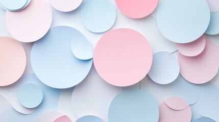 Pastel pink and blue circles overlap on white background.