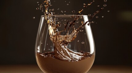 Coffee splash in a glass.