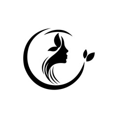 Beautiful woman face logo. Beauty salon sign. Spa salon. Fashion center. Women's hairdressing salon.