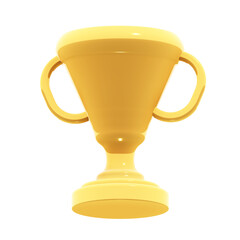 Winner's golden cup on transparent background. 3D render in cartoon style.