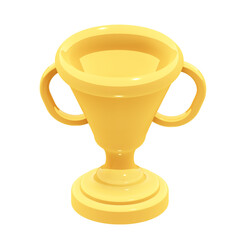 Winner's golden cup on transparent background. 3D render in cartoon style.