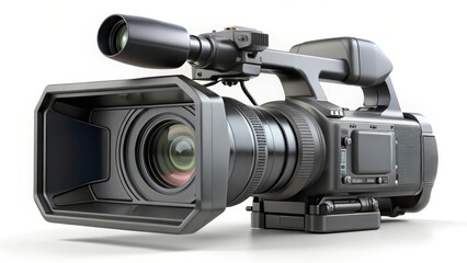Professional Camcorder on White Background