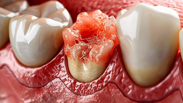 swollen gums close-up in dental examination