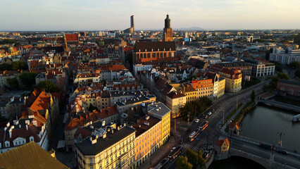 view city from the height of modern wish development architecture Europe Wroclaw Poland