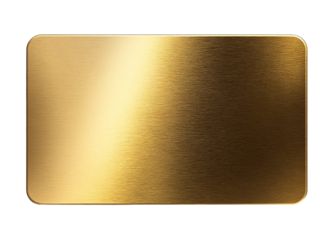 Gold card, rectangular shape, transparent background