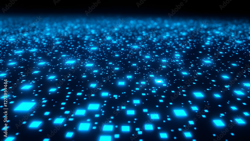 Poster abstract blue squares create a colorful mosaic pattern