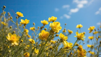 "Golden Blooms Against a Blue Sky"