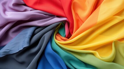 Colorful Fabric Swirls in Vibrant Tones of Red, Orange, Yellow, Green, Blue, Purple, and Grey for Inspired Designs