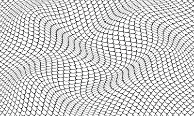 abstract black outline fish scale wave pattern suitable for background.