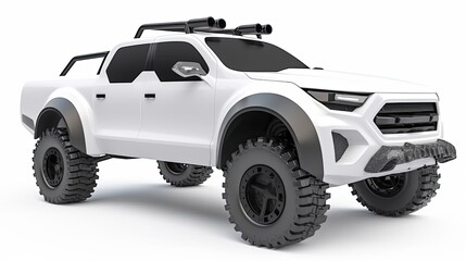 Naklejka premium Futuristic off-road armored truck with rugged design and massive tires
