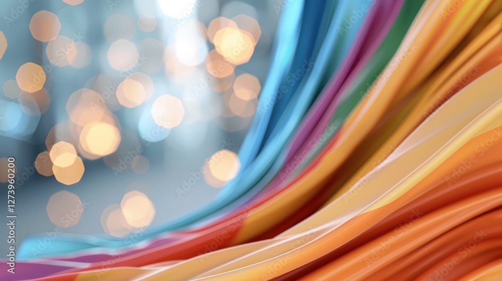Aufkleber colorful abstract wave of fabric with soft focus and bokeh background for vibrant visuals and creati