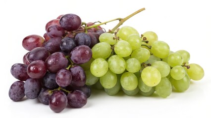 Fototapeta premium Red and Green Grapes on White Background
