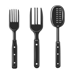 Ladle, turner, kitchen utensils isolated.