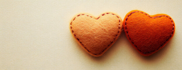 Obraz premium Two felt hearts, love, Valentine's
