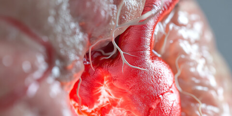 3D Rendered Human Heart within Surrounding Tissue