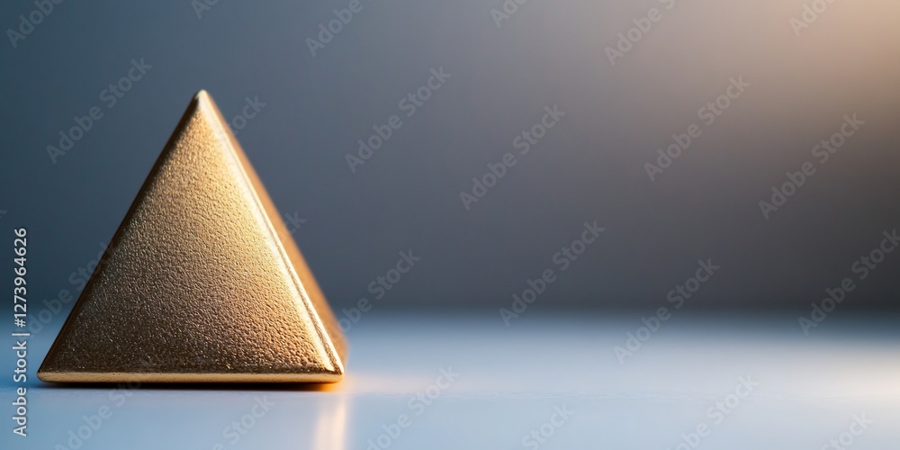 Aufkleber gleaming golden pyramid on reflective surface with diffused light