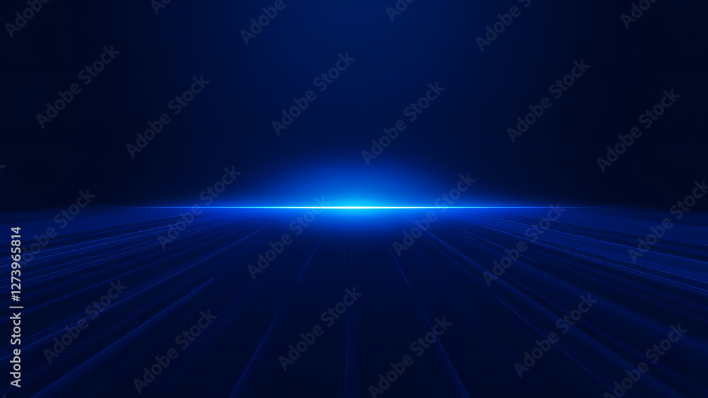 Poster blue light rays create a dynamic motion across the dark abstract backdrop