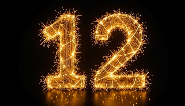 Sparkling Twelve: A Festive Number Twelve Created with Light Trails and Sparklers