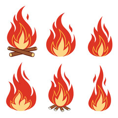 Simple Fire Vector Silhouettes