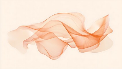 Minimalist abstract  soft peach-colored background with an abstract design of flowing ribbons