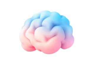 Blue and pink gradient brain, transparent background