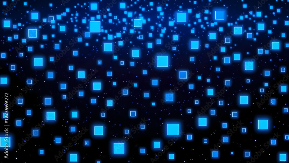 Poster abstract blue squares create a colorful mosaic pattern