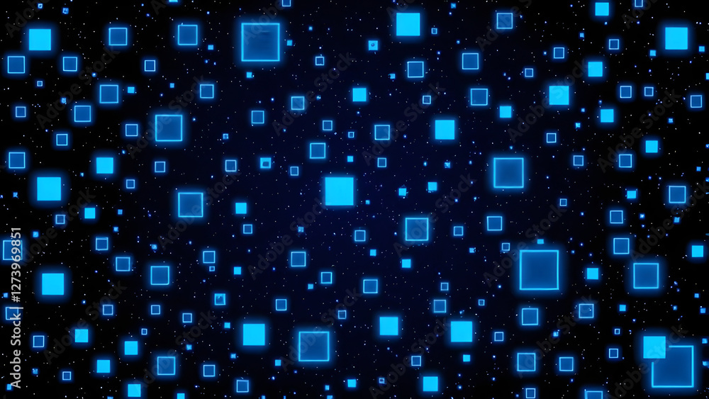Poster abstract blue squares create a colorful mosaic pattern