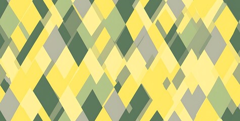 Minimalist Abstract geomatric yellow and green diamond seamless pattern on a yellow background
