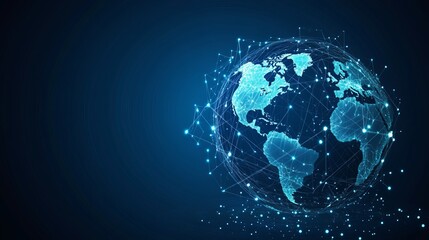 Fototapeta premium Global network connections and communication technology with 3d earth globe and digital map for internet business and telecommunication