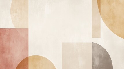 Abstract Geometric Beige, Brown, and Dusty Rose Shapes Wall Art