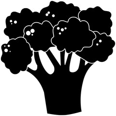 broccoli illustration plant silhouette food logo vegetable icon tree outline green fresh cabbage diet healthy nature natural health branch shape and vector graphic background