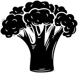 broccoli illustration plant silhouette food logo vegetable icon tree outline green fresh cabbage diet healthy nature natural health branch shape and vector graphic background
