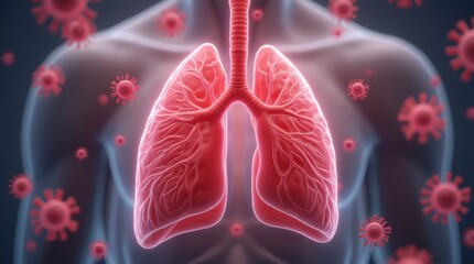 Chronic obstructive pulmonary disease, respiratory diseases, virus infection. 3d illustration. 