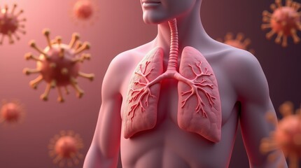 Chronic obstructive pulmonary disease, respiratory diseases, virus infection. 3d illustration. 