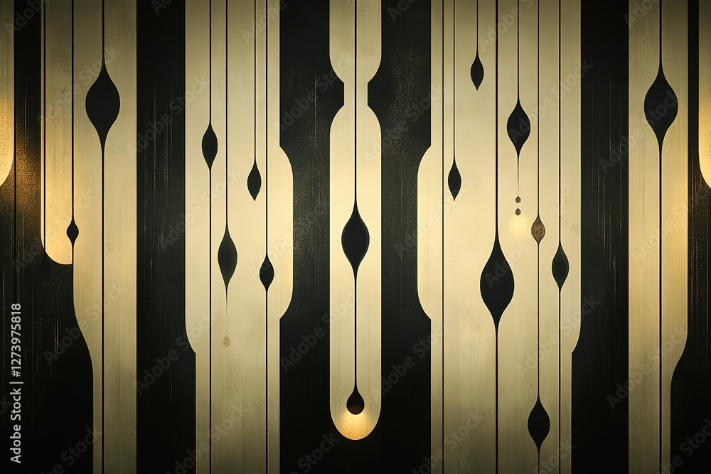 Aufkleber abstract golden and black design with vertical stripes and teardrop shapes modern minimalist art wit