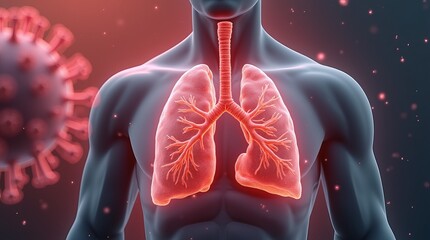 Chronic obstructive pulmonary disease, respiratory diseases, virus infection. 3d illustration. 