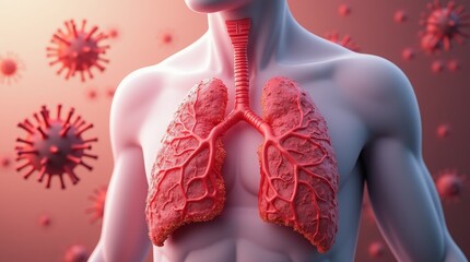 Chronic obstructive pulmonary disease, respiratory diseases, virus infection. 3d illustration. 