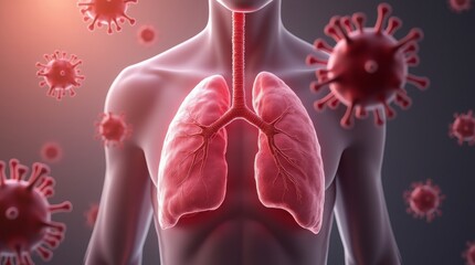 Chronic obstructive pulmonary disease, respiratory diseases, virus infection. 3d illustration. 