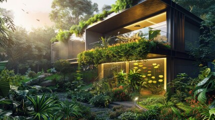 Fototapeta premium Visualize a modern, futuristic house with sleek, minimalist architecture